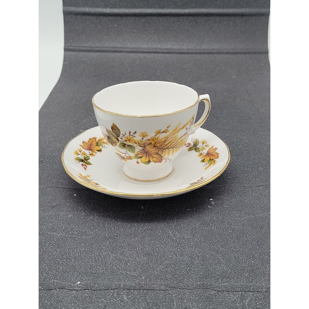 Tea Cup & Saucer Fall Foliage 8219 With Gold Trim by Queen Anne
